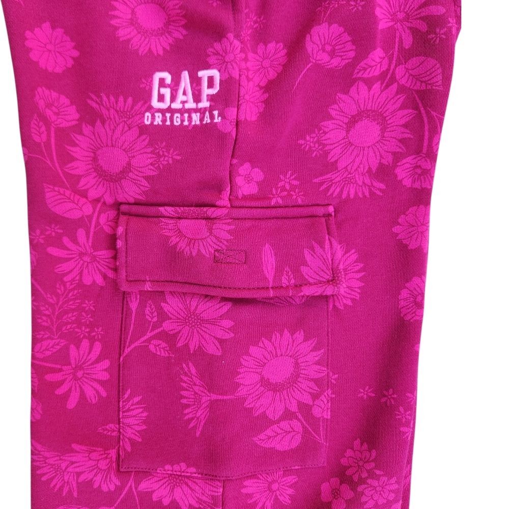 GAP Original Youth Red Pink Cozy Fleece Cargo Wide-Leg Sweatpant Size L (14/16) - Picture 3 of 11